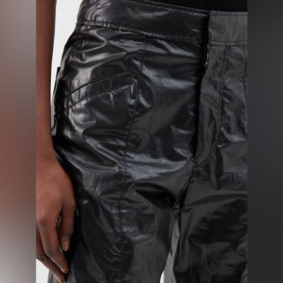Isabel Marant Anea Coated Cotton Black Pants Trousers Straight Leg Size M - Picture 4 of 16